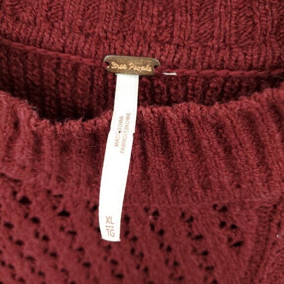 Free People Harper Knit Split Side Tunic Sweater XL Pretty Berry (Red) - Picture 4 of 15